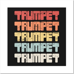 Retro Vintage 70s TRUMPET Text Posters and Art